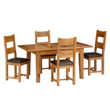 Forrester : Bàn Ăn Kéo Giản + 4 Ghế ( 2N - Mặt Nệm PU )